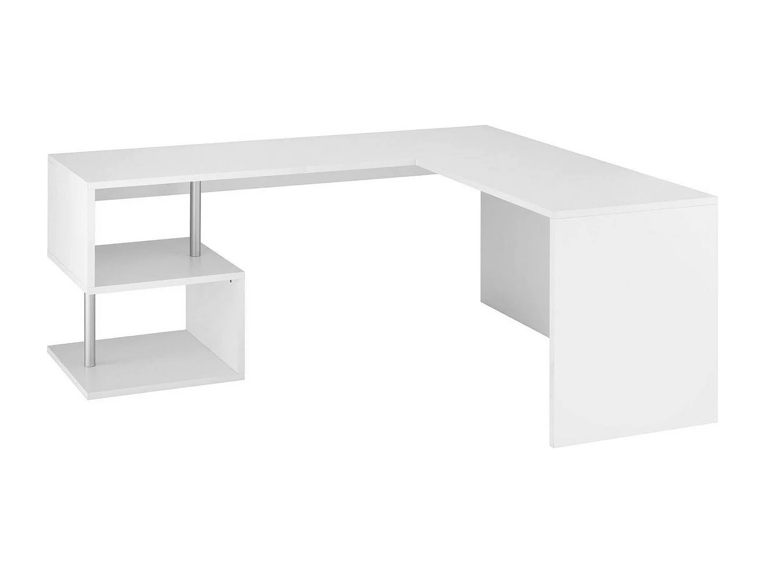 Bureau Antonino, Bureau PC linéaire, Table de bureau polyvalente, Bureau peu encombrant, 100% Made in Italy, 160x60h78 cm, Blanc brillant