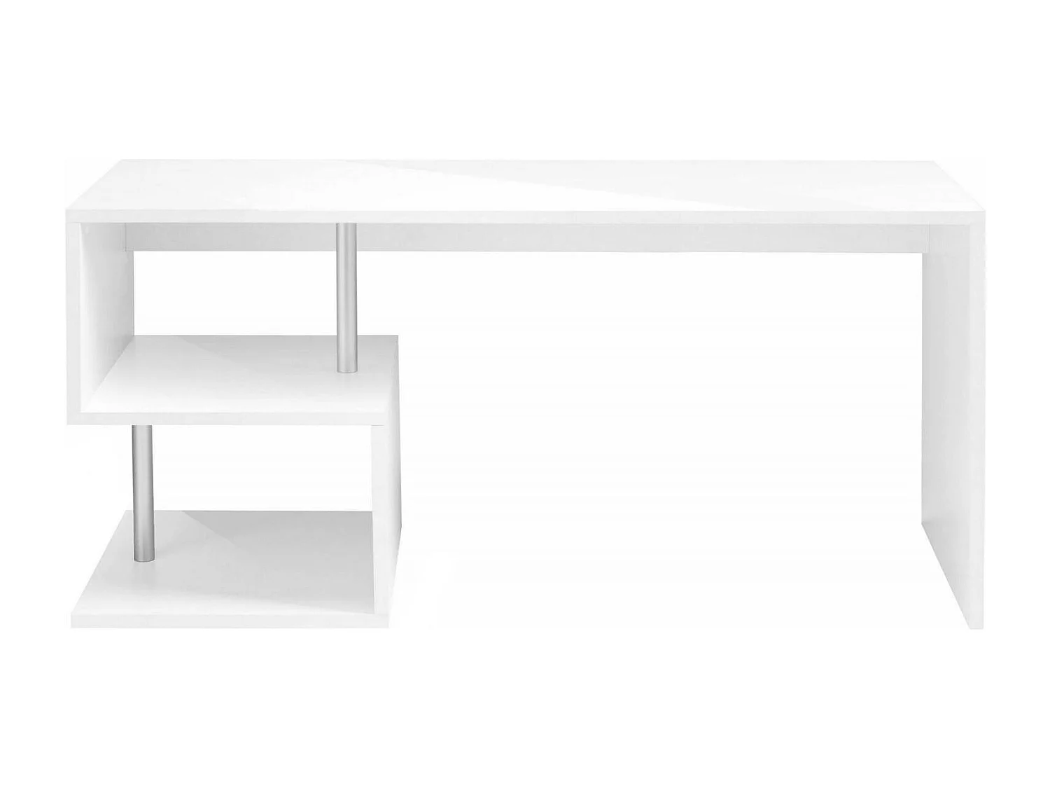 Bureau Samuel, Bureau PC Linéaire, Table de bureau polyvalente, Bureau gain de place multi-positions, 100% Made in Italy, 180x60h78 cm, Blanc brillant