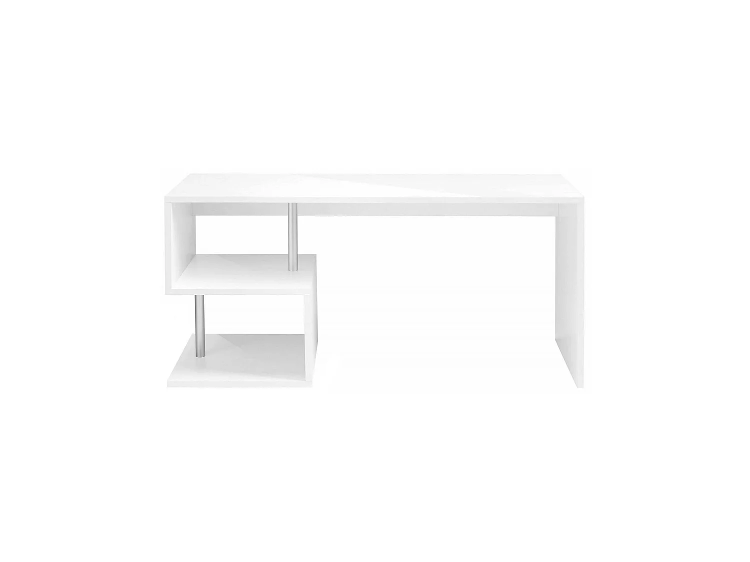 Dmora Bureau Samuel 60x180x78h cm Glanzend Wit Modulair 2 Planken, Pc-ondersteuning Gemaakt in Italië
