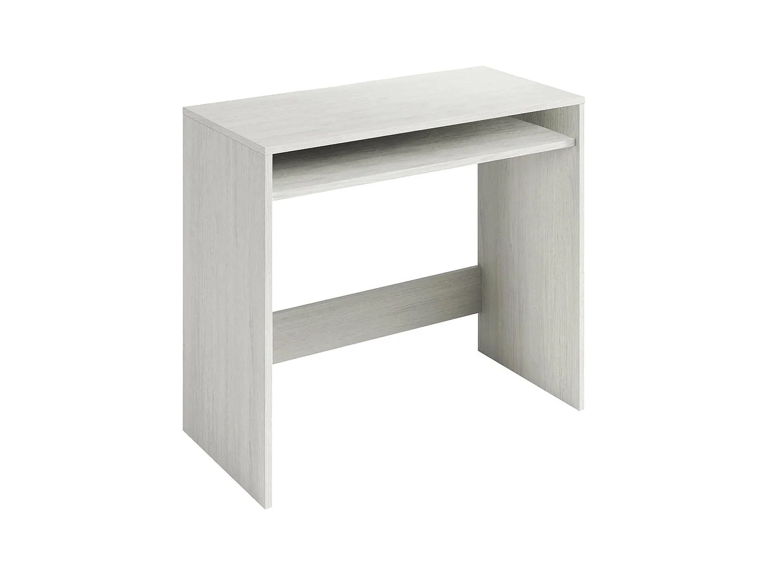 Bureau Portland, Bureau linéaire avec étagère fixe, Table d'étude ou de bureau pour PC, 79x43h78 cm, Effet bois blanc