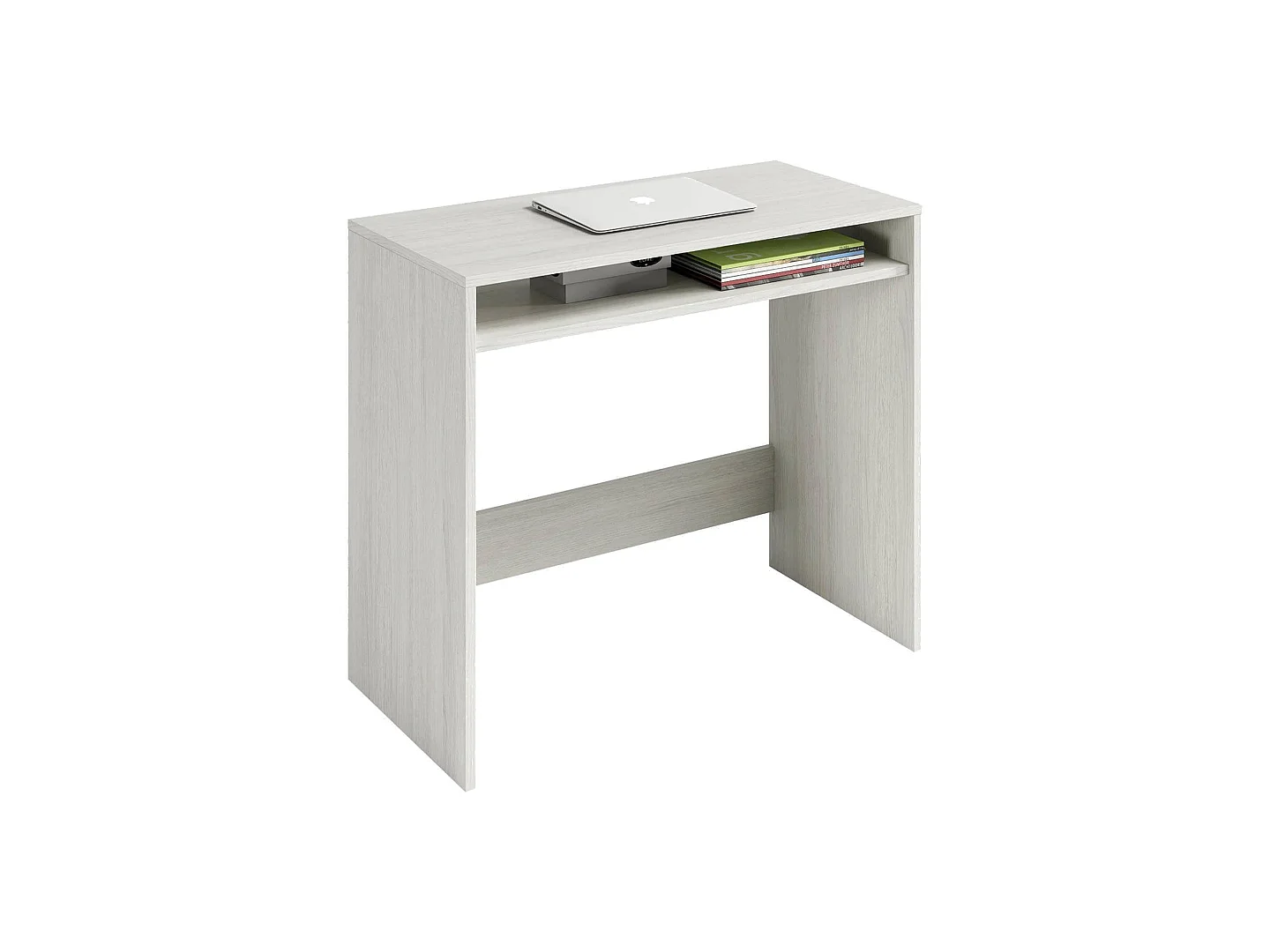 Dmora Bureau Portland 43x79x78h cm Wit Hout, Een Plank, pc-Steun, Kleur Blad Wit