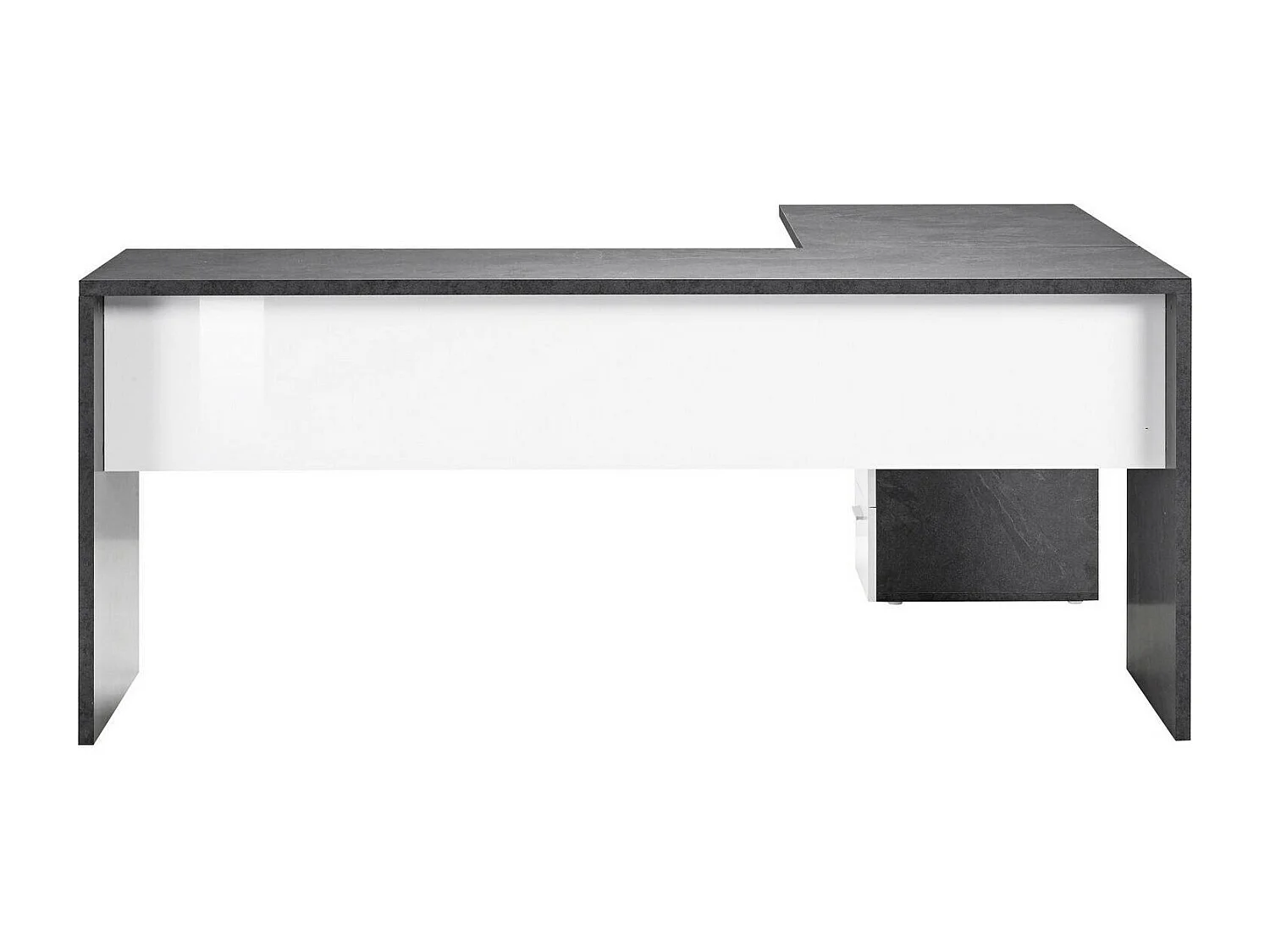 Mark Bureau, Hoek PC-bureau, Multifunctionele kantoortafel, Ruimtebesparend bureau met meerdere posities, 100% Made in Italy, 160x60h75 cm, Leisteen en Glanzend Wit