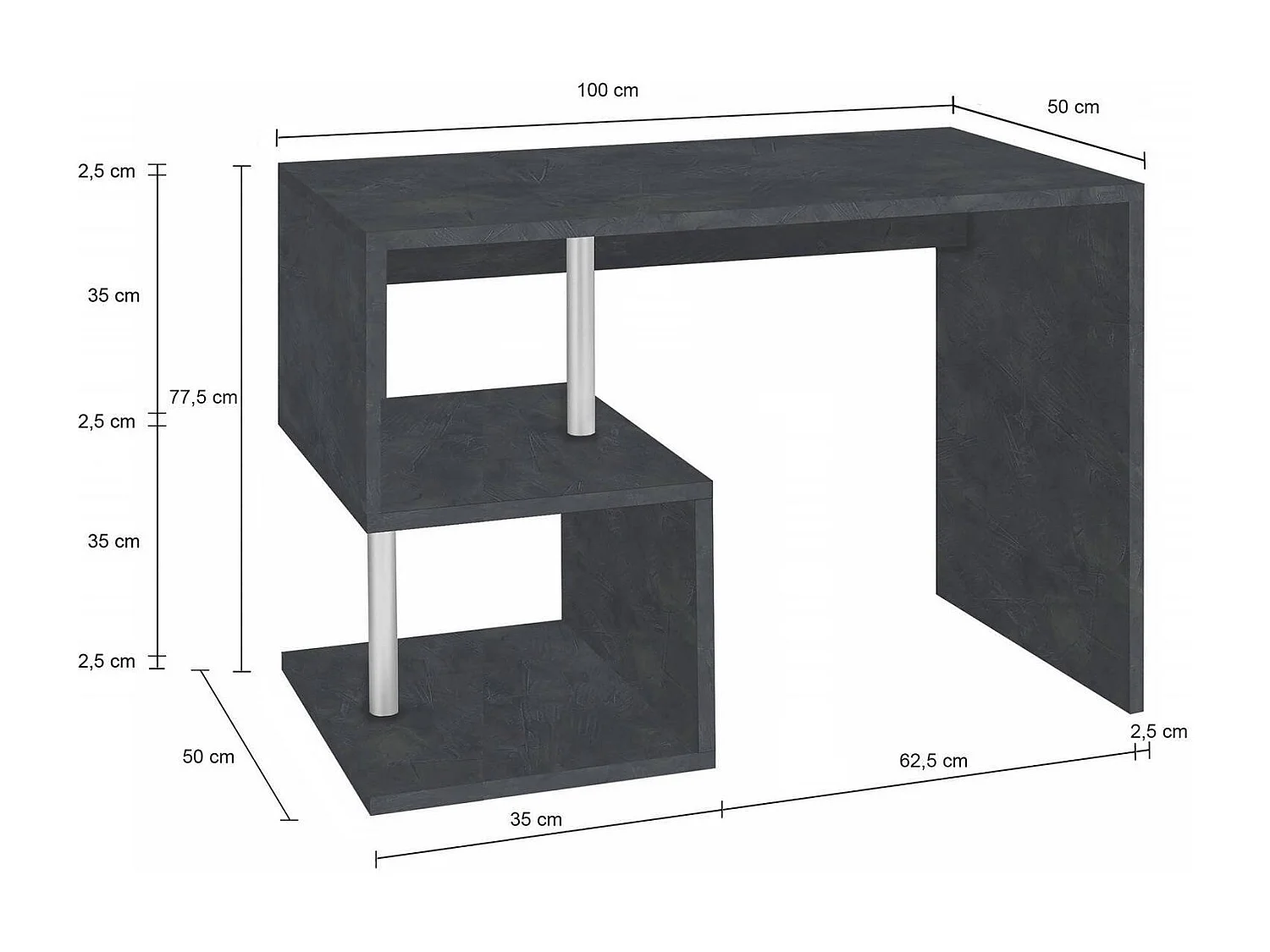 Massimo Escritorio, Escritorio para PC lineal, Mesa de oficina multiusos, Escritorio multiposición que ahorra espacio, 100% Made in Italy, 100x50h78 cm, Pizarra