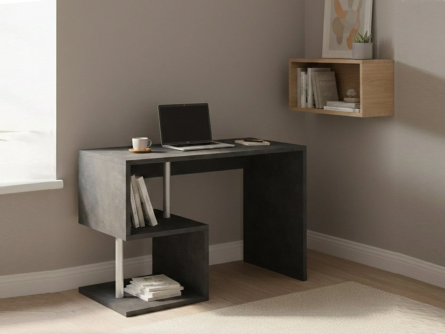 Mesa Massimo, mesa linear para PC, mesa de escritório multiuso, mesa multiposições que economiza espaço, 100% fabricada na Itália, 100x50h78 cm, ardósia