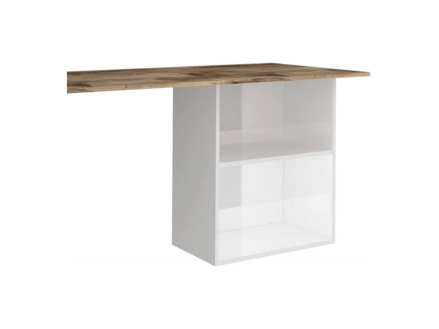 Raimondo bureau, Lineair PC-bureau, Multifunctionele kantoortafel, Ruimtebesparend bureau, 100% Made in Italy, 110x50h75 cm, Glanzend wit en esdoorn