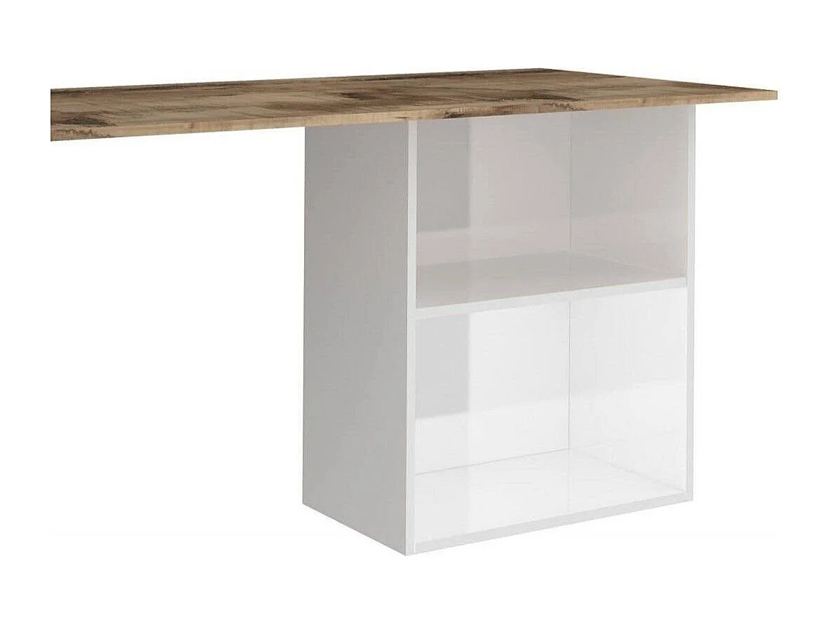 Raimondo bureau, Lineair PC-bureau, Multifunctionele kantoortafel, Ruimtebesparend bureau, 100% Made in Italy, 110x50h75 cm, Glanzend wit en esdoorn