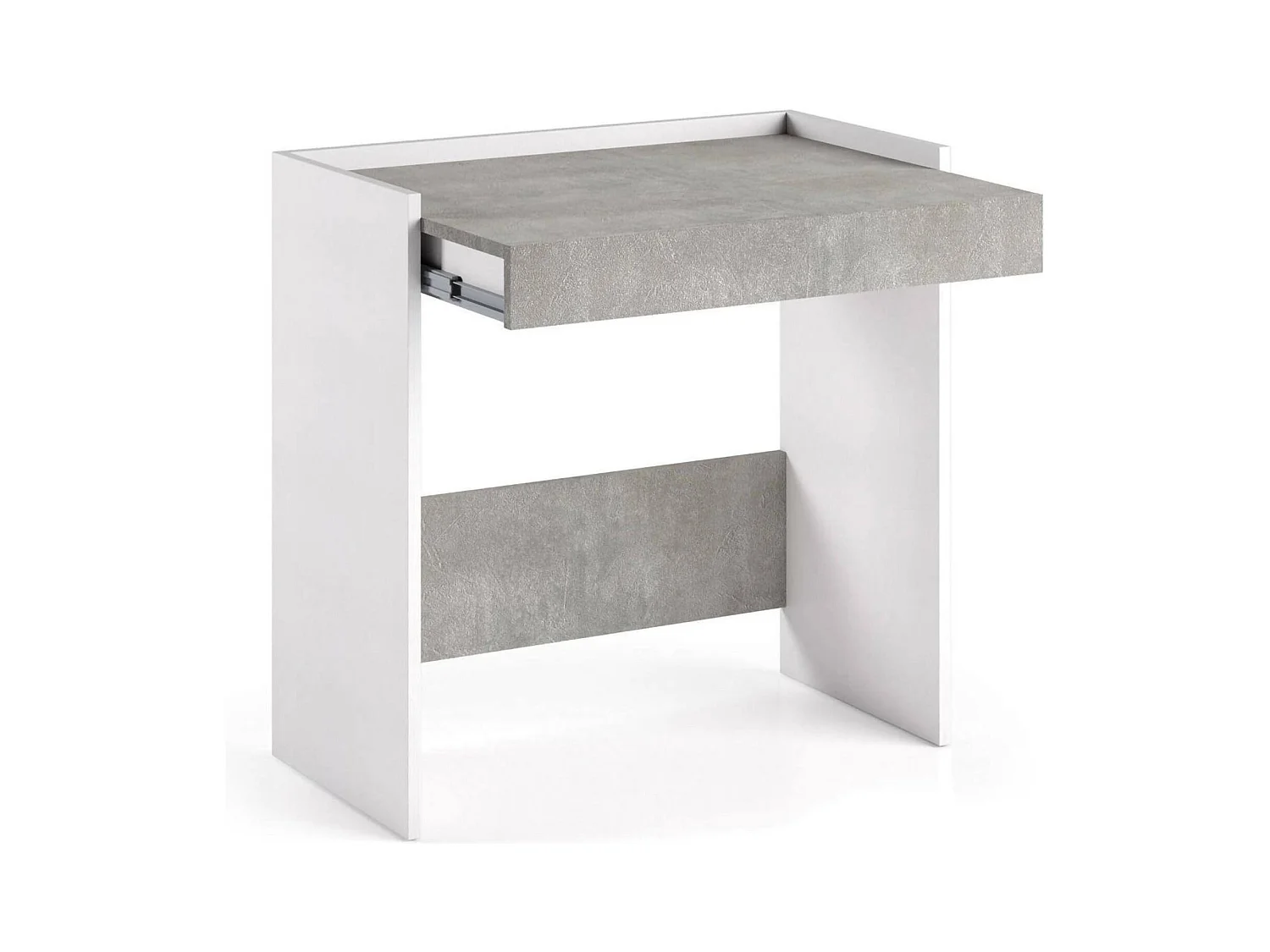 Bureau Clématide, Bureau moderne avec tiroir, Table d'étude ou de bureau, Porte-livre PC, 100% Made in Italy, 80x40h79 cm, Blanc et Ciment