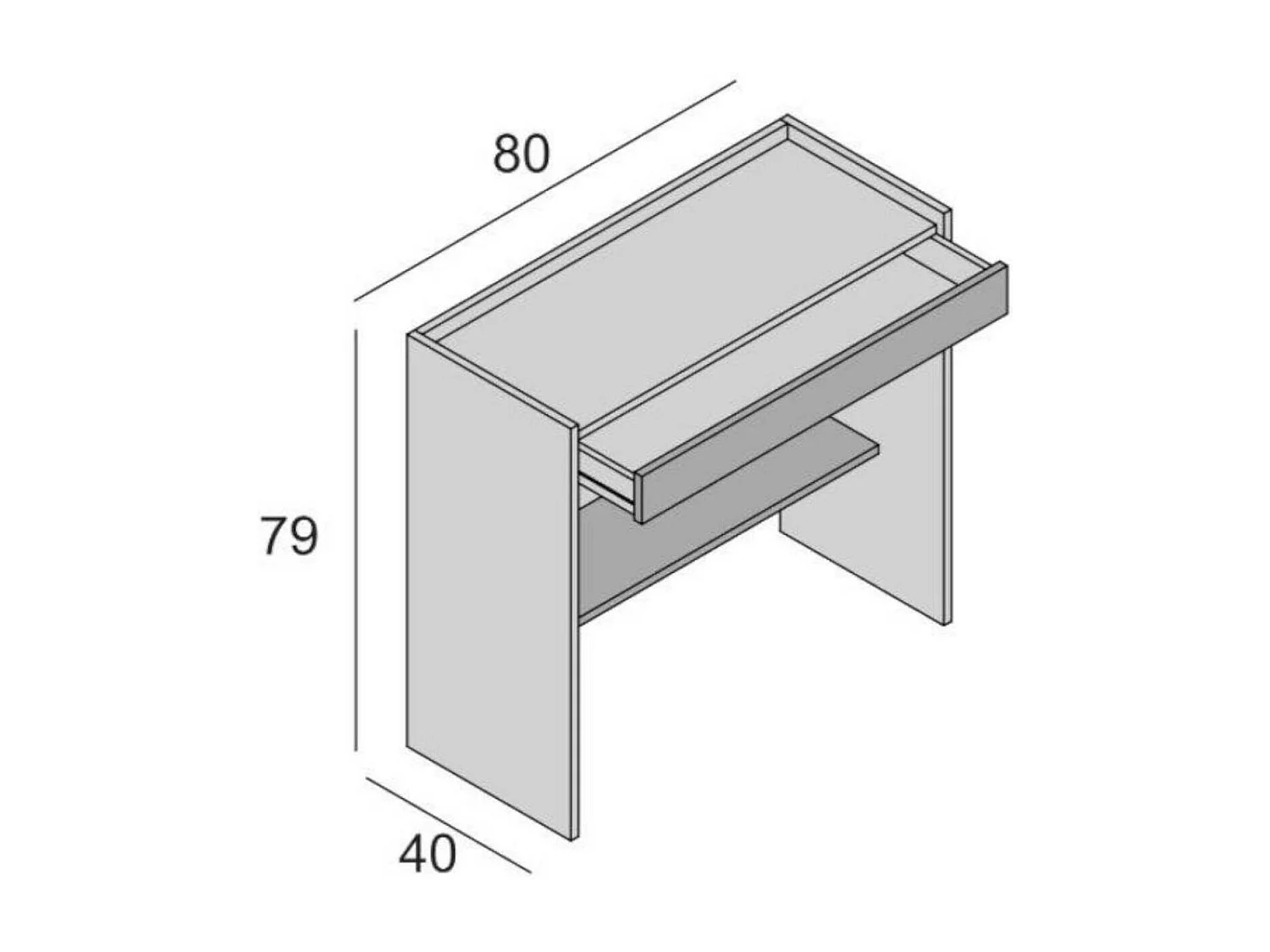 Dmora Bureau Clematis 40x80x79h cm Cementgrijs 1 Lade, PC-Steun, Blad van Gefineerd Hout. Made in Italy