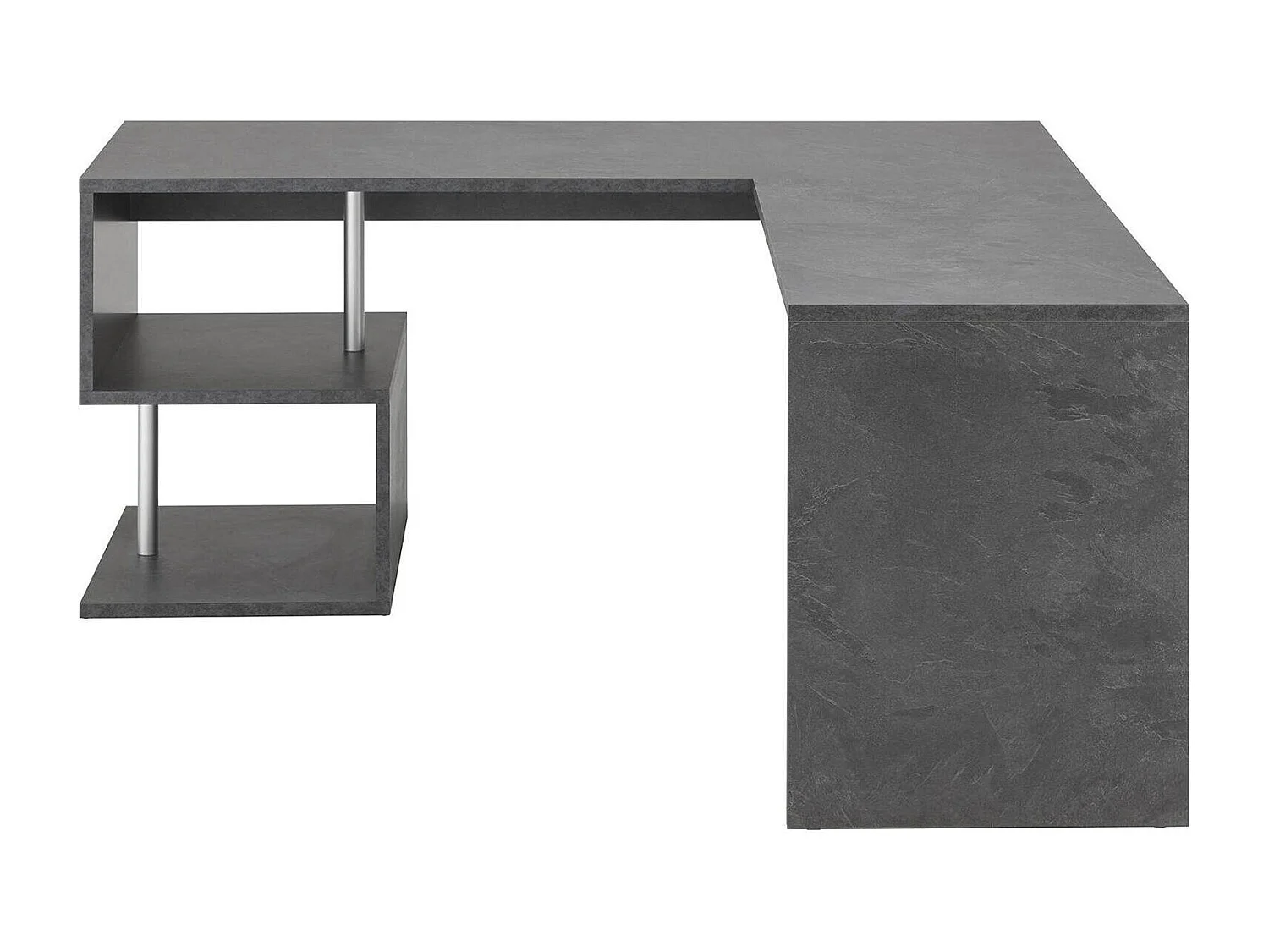 Bureau Sasha, Bureau d'angle PC, Table de bureau polyvalente, Bureau gain de place multi-positions, 100% Made in Italy, 160x60h78 cm, Ardoise