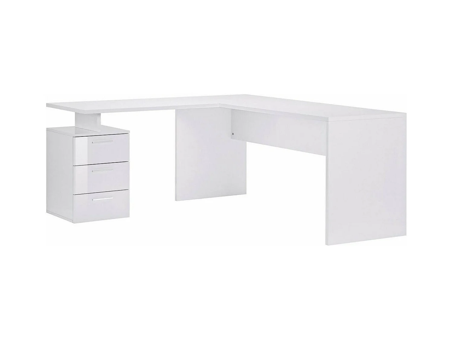Bureau Mark, Bureau d'angle PC, Table de bureau polyvalente, Bureau gain de place multi-positions, 100% Made in Italy, 160x60h75 cm, Blanc brillant