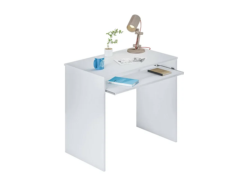 Dayton Desk, Mesa de escritório com prateleira, Mesa de estudo para PC para escritório ou quarto, Mesa de estudo, 90x54h79 cm, Branco