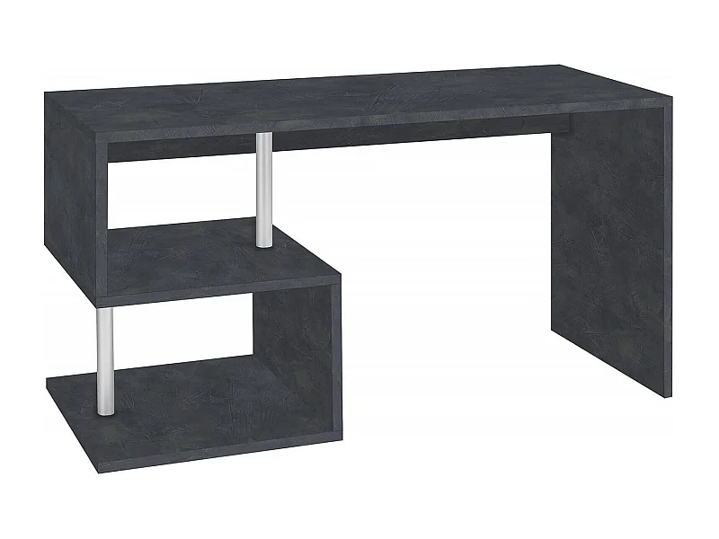 Bureau Valerio, Bureau PC Linéaire, Table de bureau polyvalente, Bureau gain de place multi-positions, 100% Made in Italy, 140x60h78 cm, Ardoise