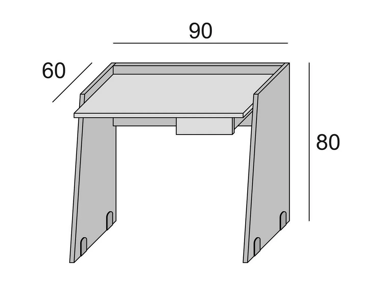 Bureau Calendula, Bureau moderne avec tiroir, Table d'étude ou de bureau, Porte-livre PC, 100% Made in Italy, 90x60h80 cm, Blanc
