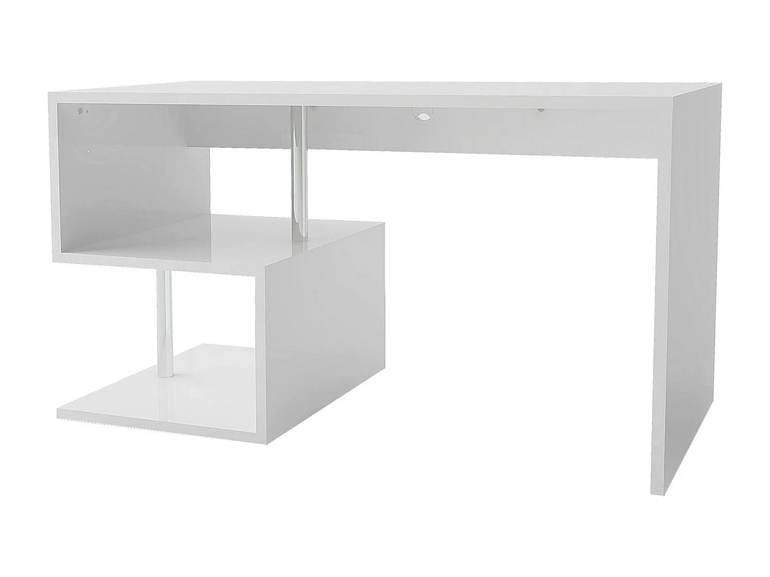 Valerio bureau, Lineair pc-bureau, Multifunctionele kantoortafel, Ruimtebesparend bureau met meerdere posities, 100% Made in Italy, 140x60h78 cm, Glanzend wit