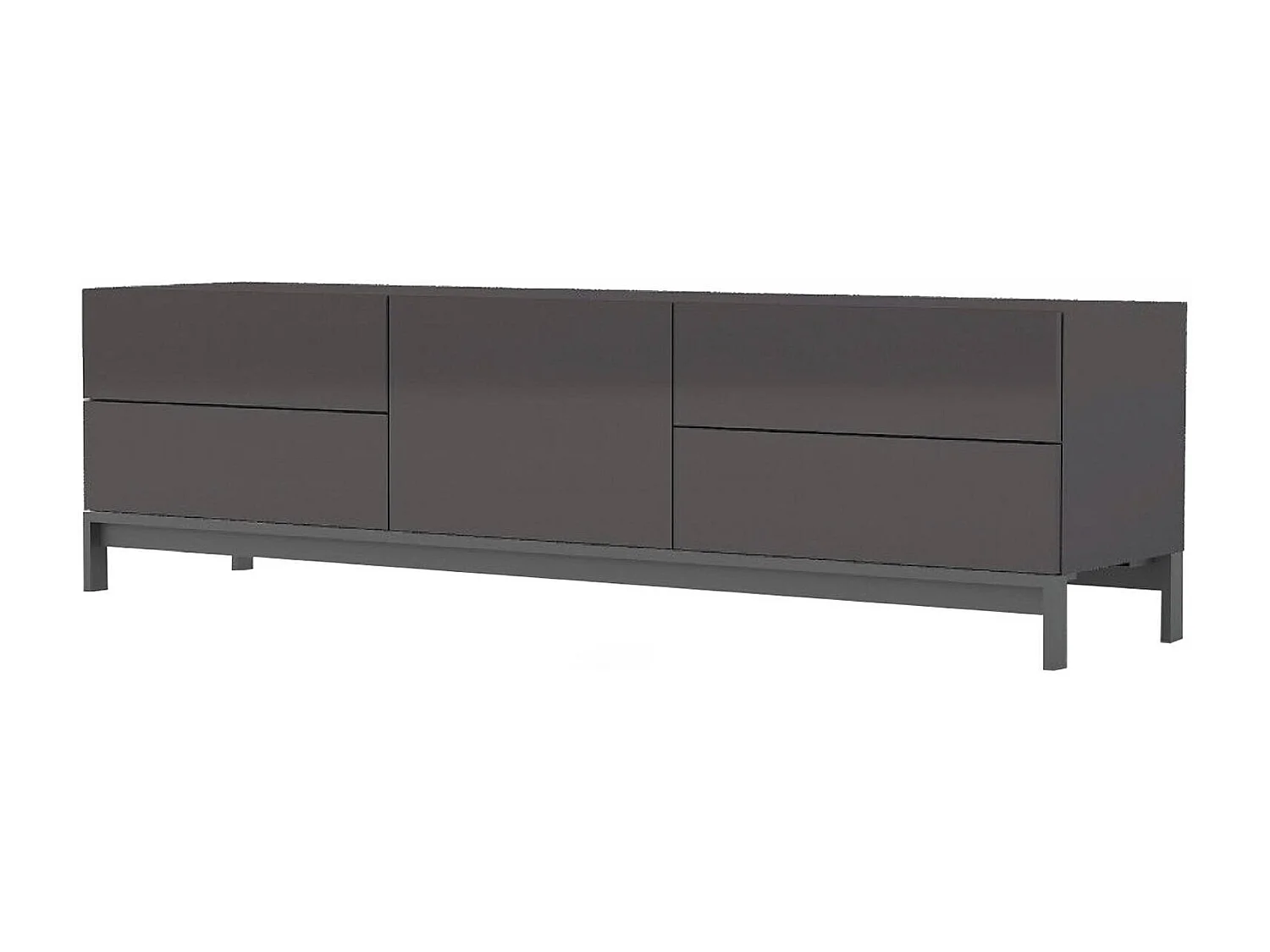 Meuble TV Omar, Buffet bas de salon, Base pour meuble TV, 100% Made in Italy, 170x40h47 cm, Anthracite Brillant