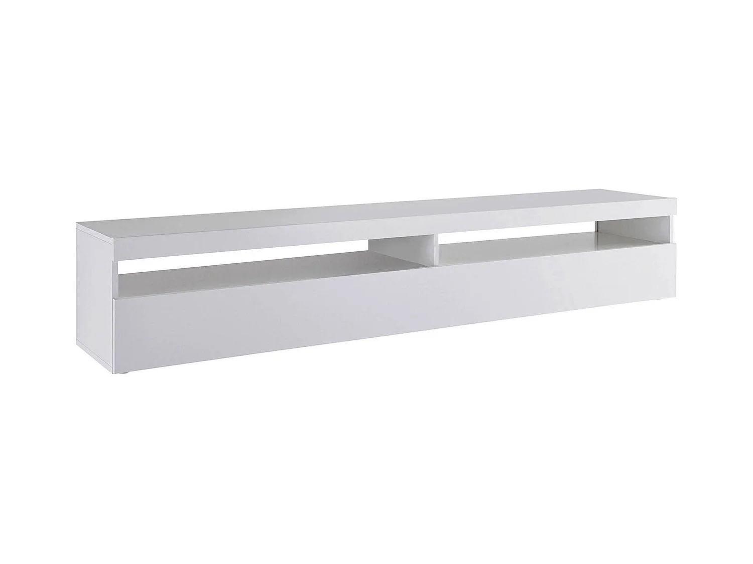 Meuble TV David, Buffet bas de salon, Base pour meuble TV, 100% Made in Italy, 200x45h36 cm, Blanc brillant