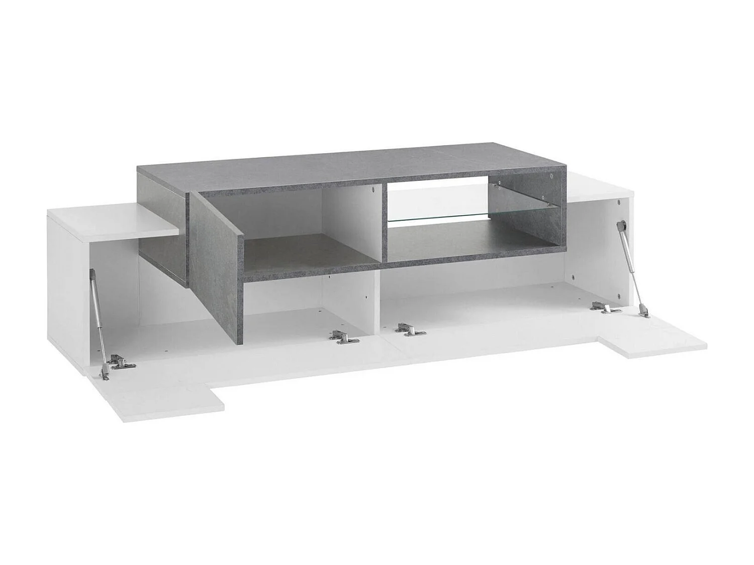 Meuble TV Pablo, Buffet bas de salon, Base pour meuble TV, 100% Made in Italy, 160x45h51 cm, Blanc brillant et ardoise