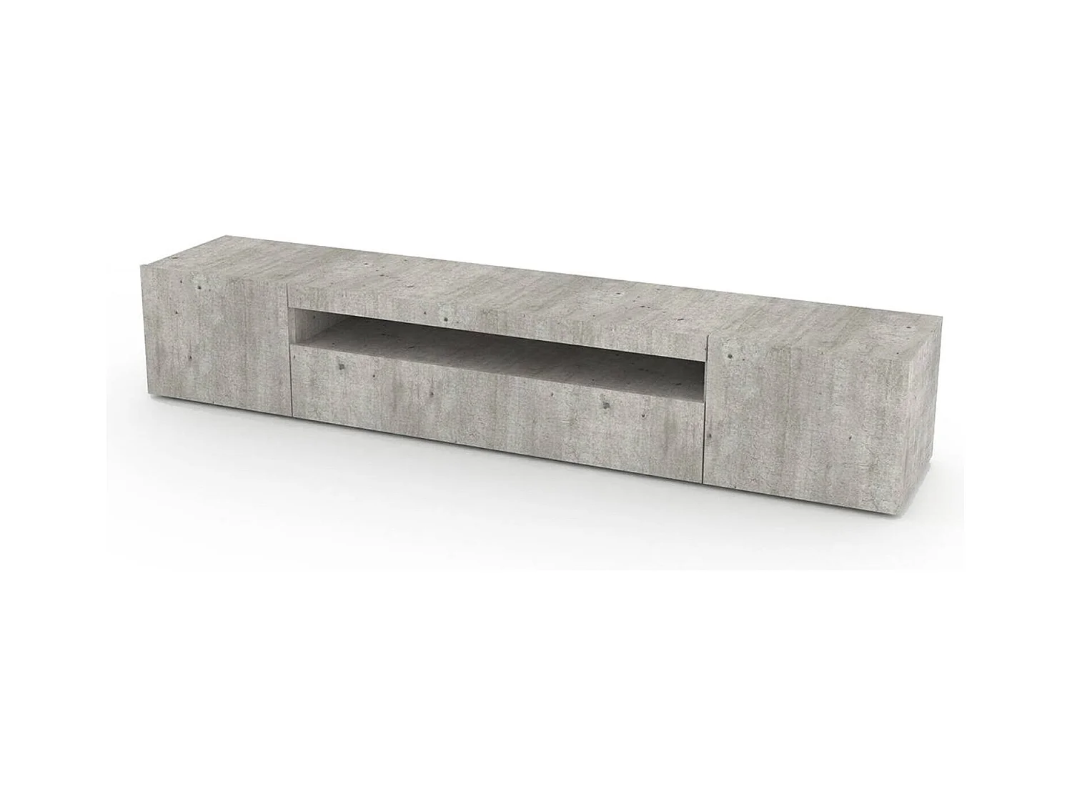 Meuble TV Jesse, Buffet bas de salon avec 3 portes, Base pour meuble TV, 100% Made in Italy, 200x40h37 cm, Ciment, avec lumière LED