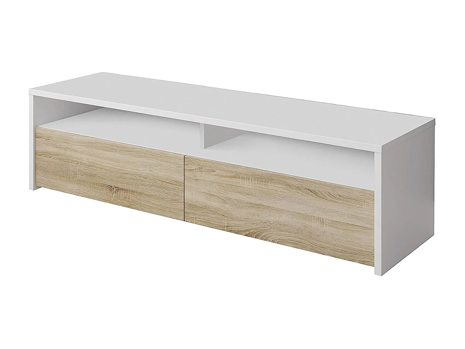 Dmora Tv-meubel Henderson 40x130x36h cm Wit 2 Planken, 2 Opbergvakken, 2 Deuren
