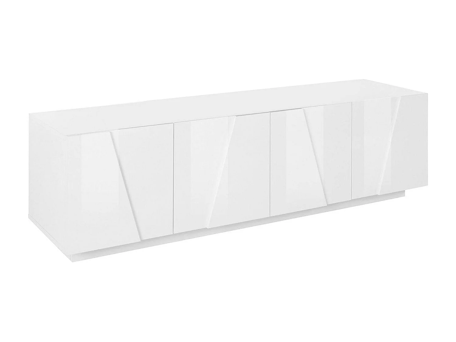 Móvel de TV Raul, Aparador baixo da sala, Base de móvel de televisão, 100% Fabricado na Itália, 162x44h46 cm, Branco brilhante