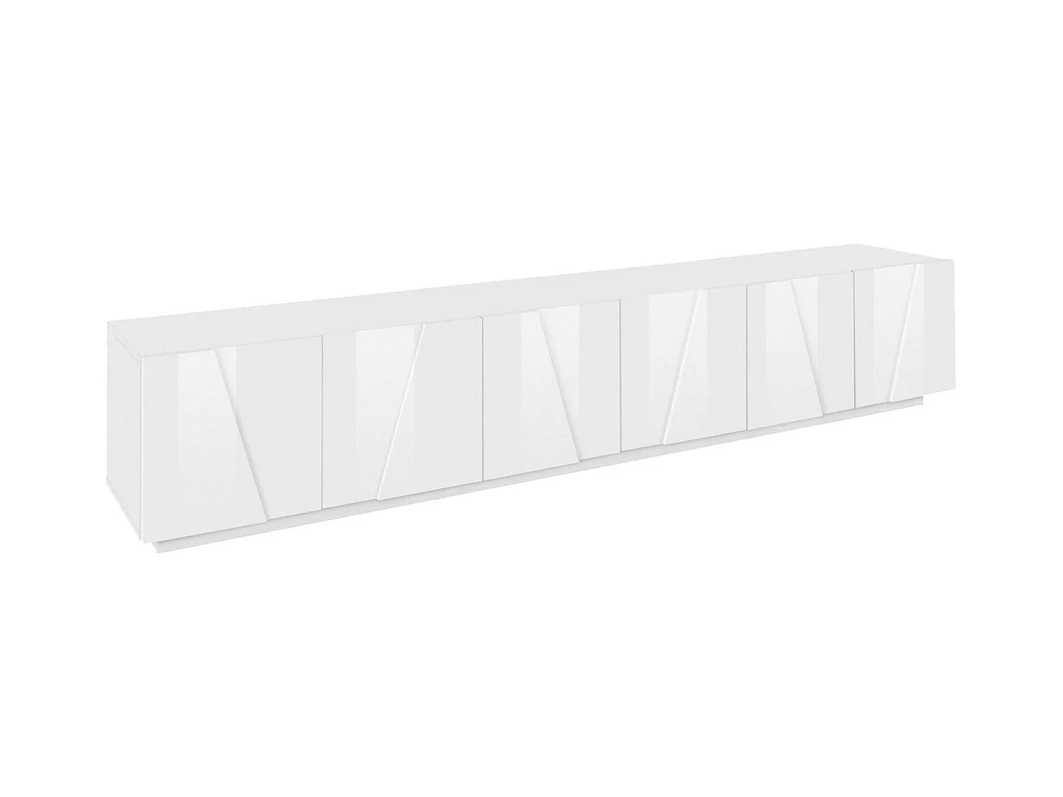 Meuble TV Lucas, Buffet bas de salon, Base pour meuble TV, 100% Made in Italy, 244x44h46 cm, Blanc brillant