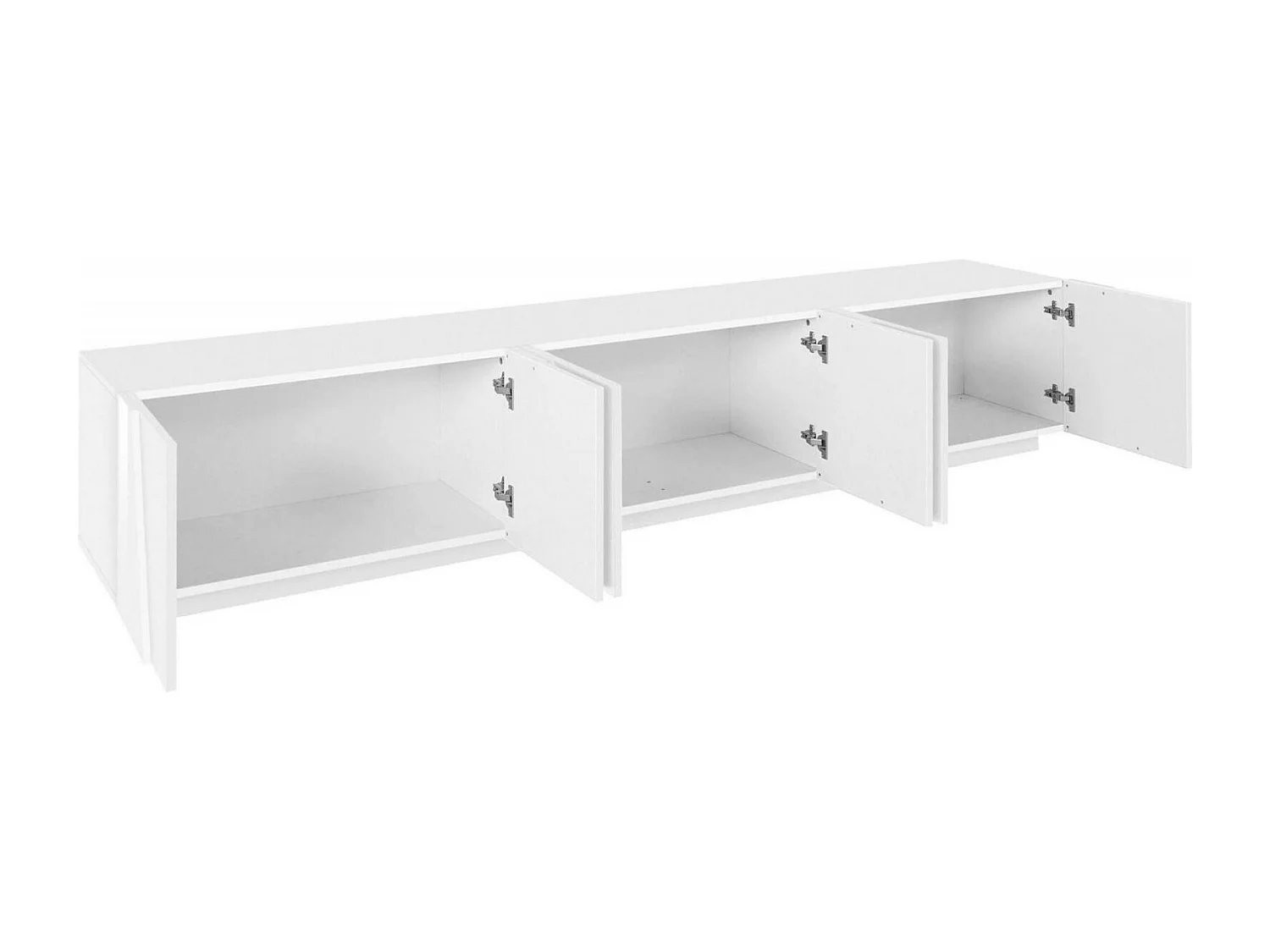 Meuble TV Lucas, Buffet bas de salon, Base pour meuble TV, 100% Made in Italy, 244x44h46 cm, Blanc brillant