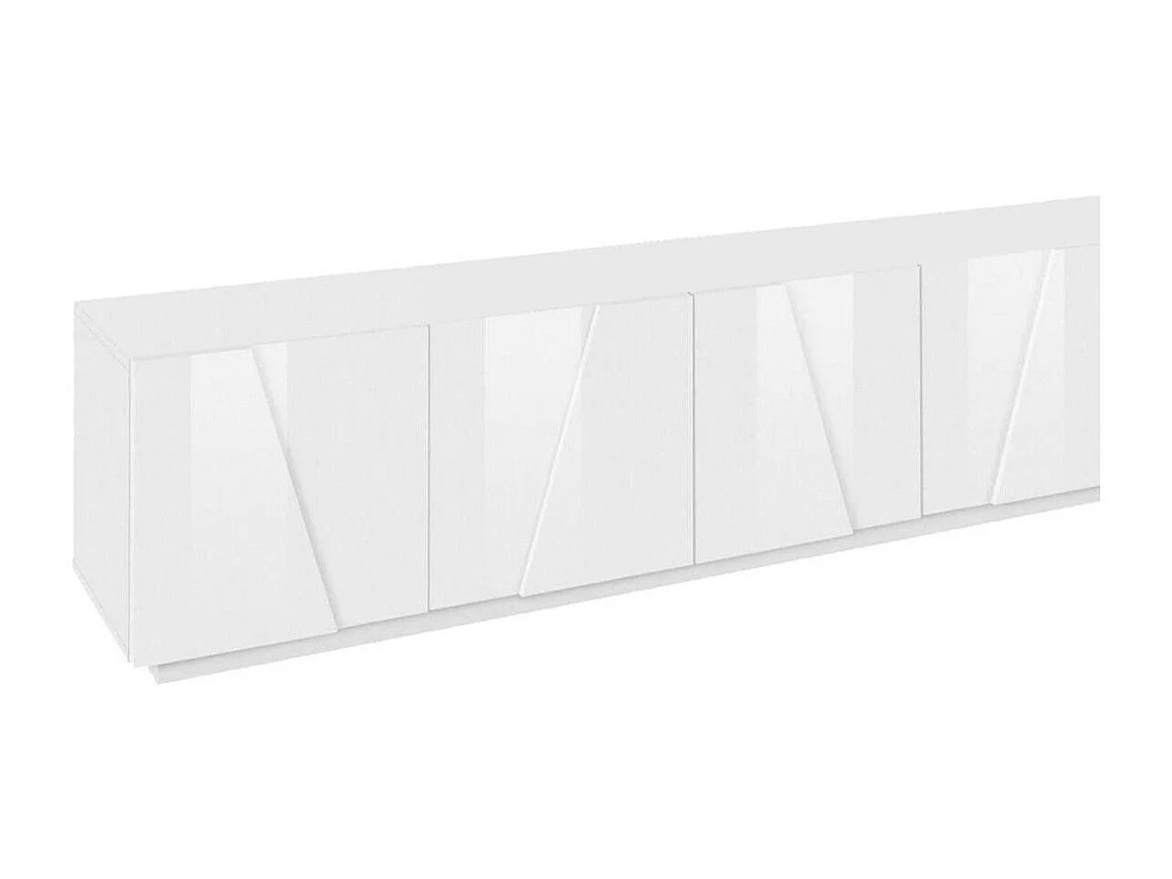 TV-Schrank Lucas, niedriges Wohnzimmer-Sideboard, Fernsehständer-Basis, 100 % Made in Italy, 244 x 44 x 46 cm, glänzendes WeiÃŸ,