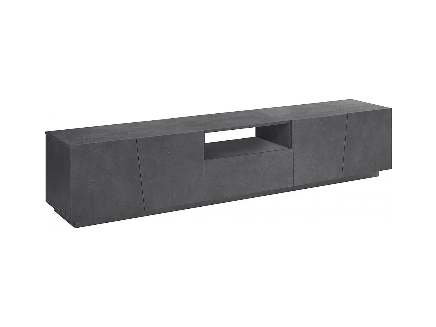 Meuble TV Paul, Buffet bas de salon, Base pour meuble TV, 100% Made in Italy, 220x43h46 cm, Ardoise, avec lumière LED