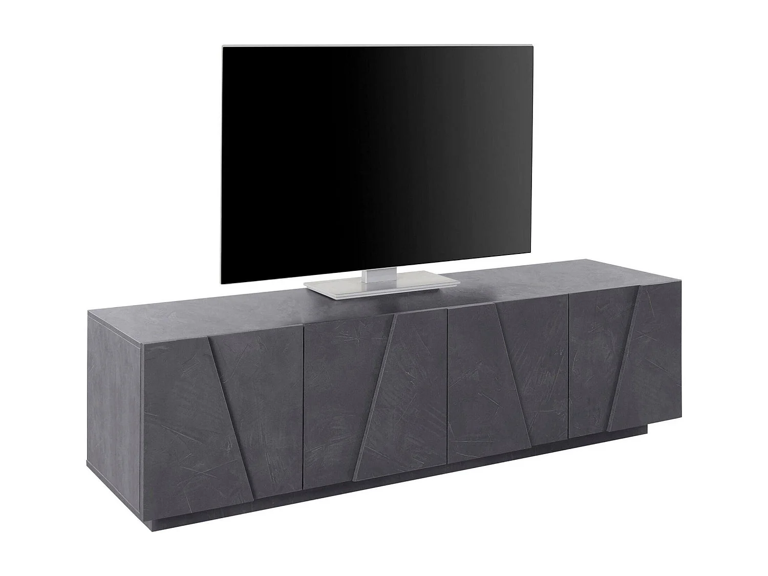 Meuble TV Raul, Buffet bas de salon, Base pour meuble TV, 100% Made in Italy, 162x44h46 cm, Gris Ardoise