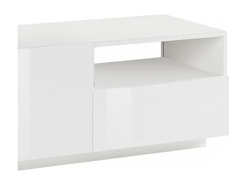 TV-Schrank Nino, niedriges Wohnzimmer-Sideboard mit 2 Türen, Fernsehständer-Basis, 100 % Made in Italy, 150 x 43 x 46 cm, glänzendes WeiÃŸ,