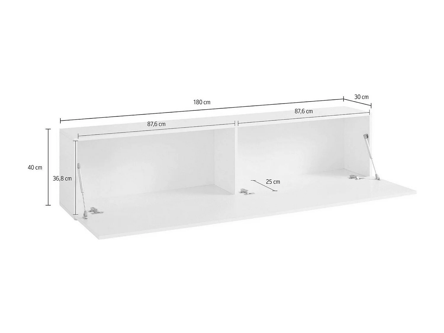 Meuble TV Christian, Buffet bas de salon, Base pour meuble TV, 100% Made in Italy, 180x30h40 cm, Blanc brillant