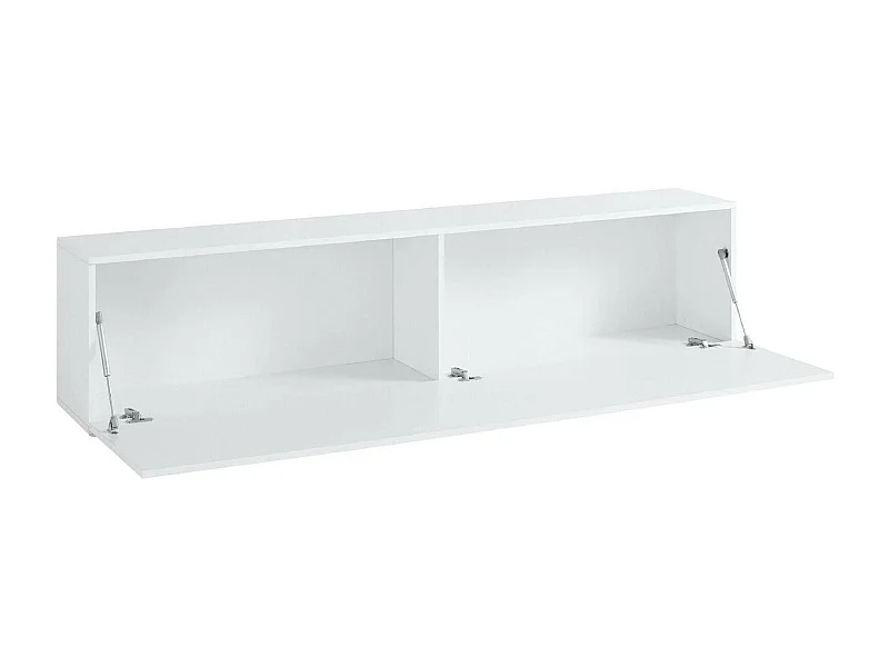 Mobile porta TV Christian, Credenza bassa da soggiorno, Base porta televisione, 100% Made in Italy, cm 180x30h40, Bianco lucido