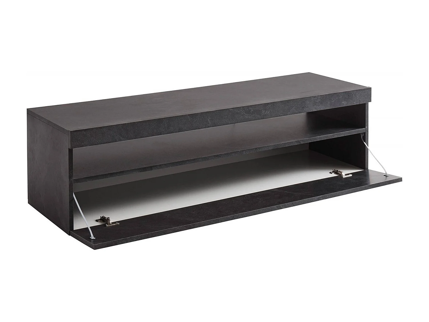 Daniele TV-meubel, Laag woonkamerdressoir, Onderstel televisiemeubel, 100% Made in Italy, 130x45h36 cm, Leisteen