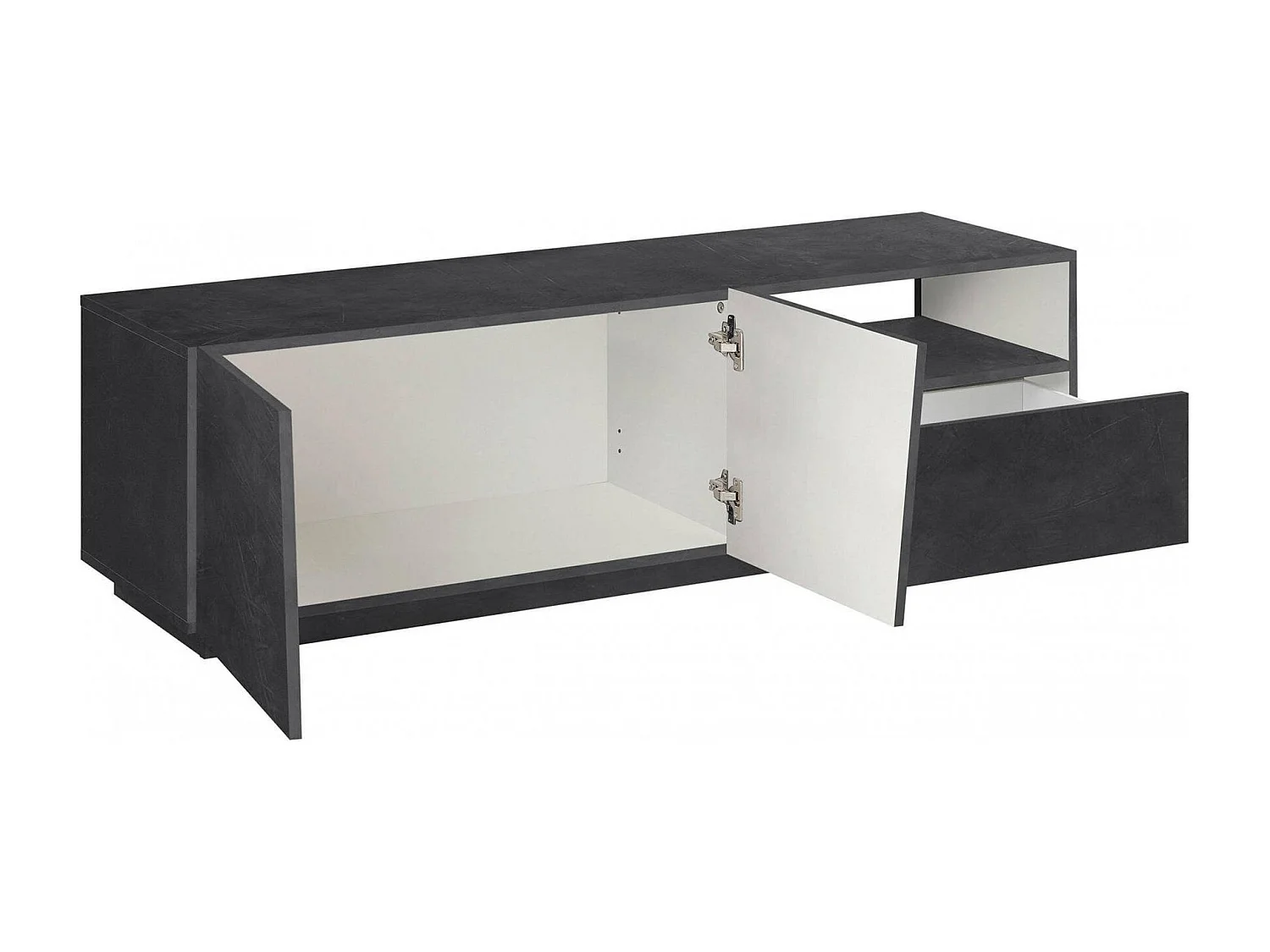 Dmora Tv-meubel Nino 43x150x46h cm Antracietgrijs, één plank, één lade, één vak, Made in Italy