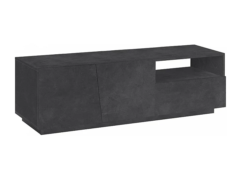 Meuble TV Nino, Buffet bas de salon avec 2 portes, Base pour meuble TV, 100% Made in Italy, 150x43h46 cm, Ardoise