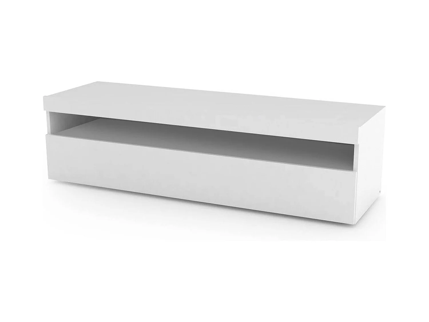 Meuble TV Daniele, Buffet bas de salon, Base pour meuble TV, 100% Made in Italy, 130x45h36 cm, Blanc brillant