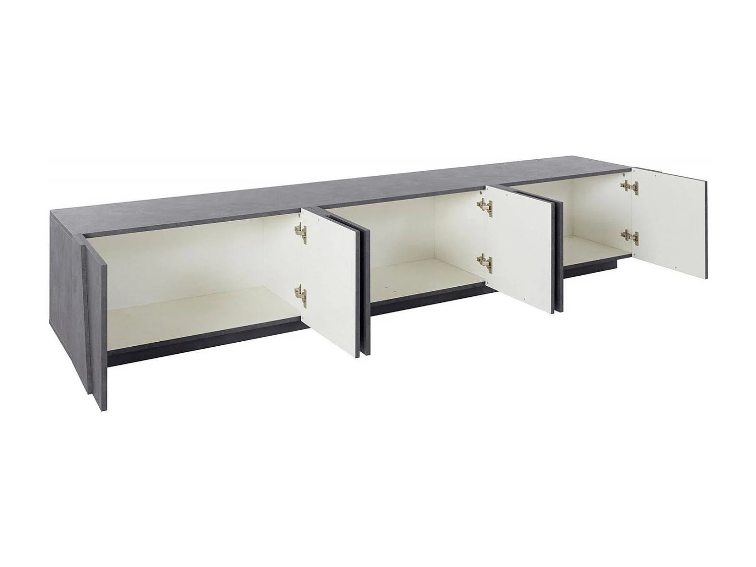 TV-Schrank Lucas, niedriges Wohnzimmer-Sideboard, Fernsehständer-Basis, 100 % Made in Italy, 244 x 44 x 46 cm, Schiefer,