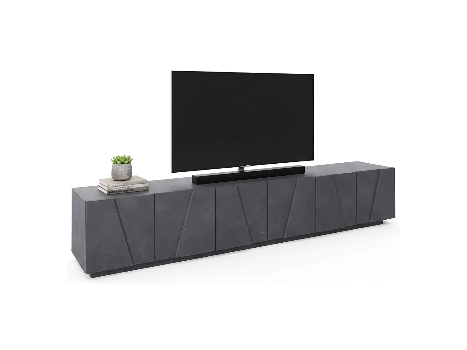 Meuble TV Lucas, Buffet bas de salon, Base pour meuble TV, 100% Made in Italy, 244x44h46 cm, Ardoise