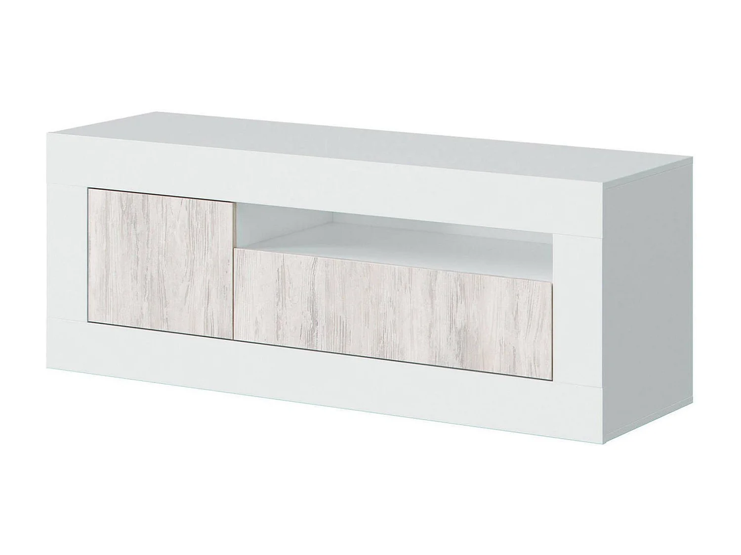 Móvel de TV Killeen, aparador para televisão da sala, móvel de TV de 2 portas, 139x42h53 cm, carvalho e branco