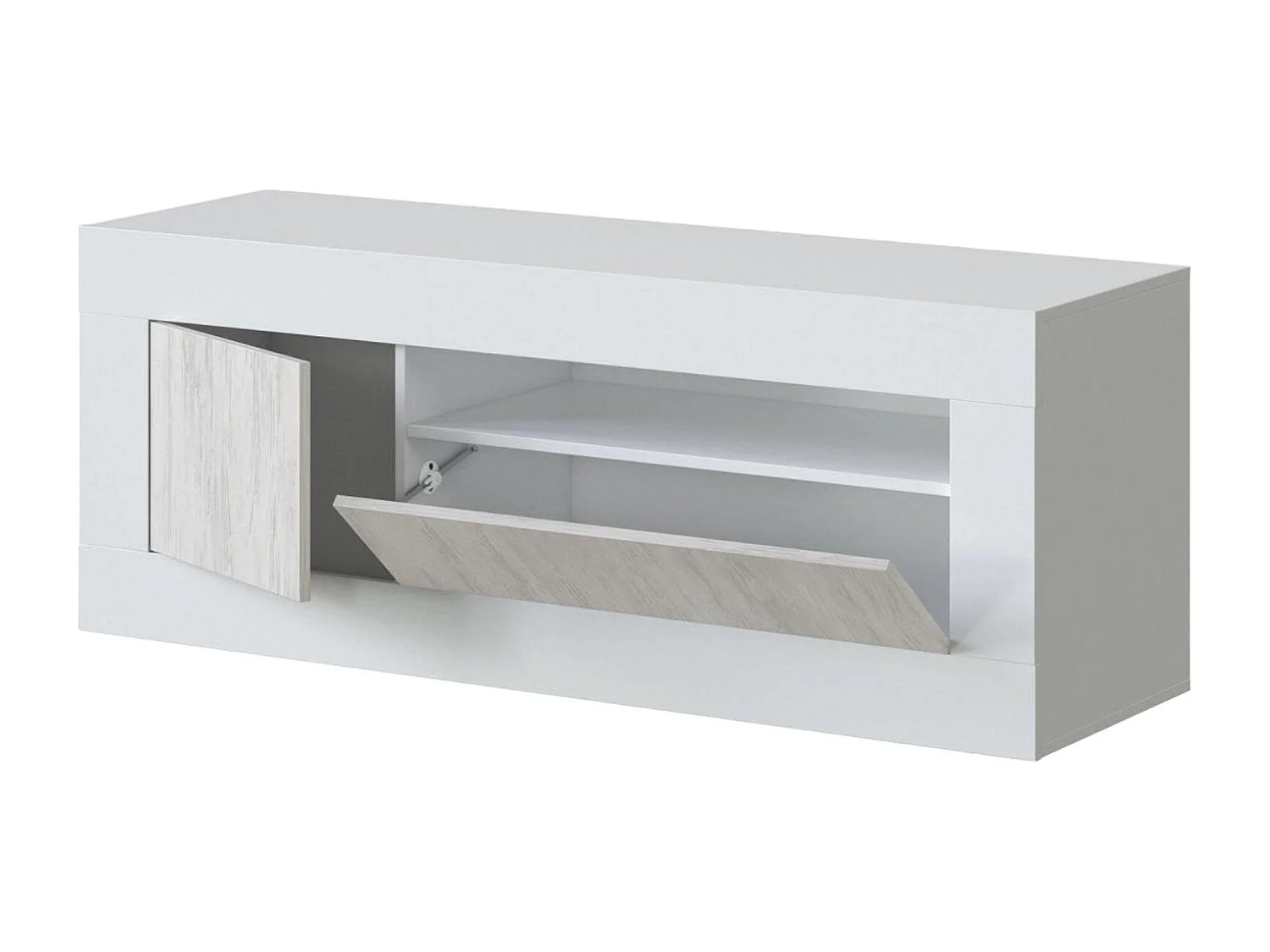 Móvel de TV Killeen, aparador para televisão da sala, móvel de TV de 2 portas, 139x42h53 cm, carvalho e branco