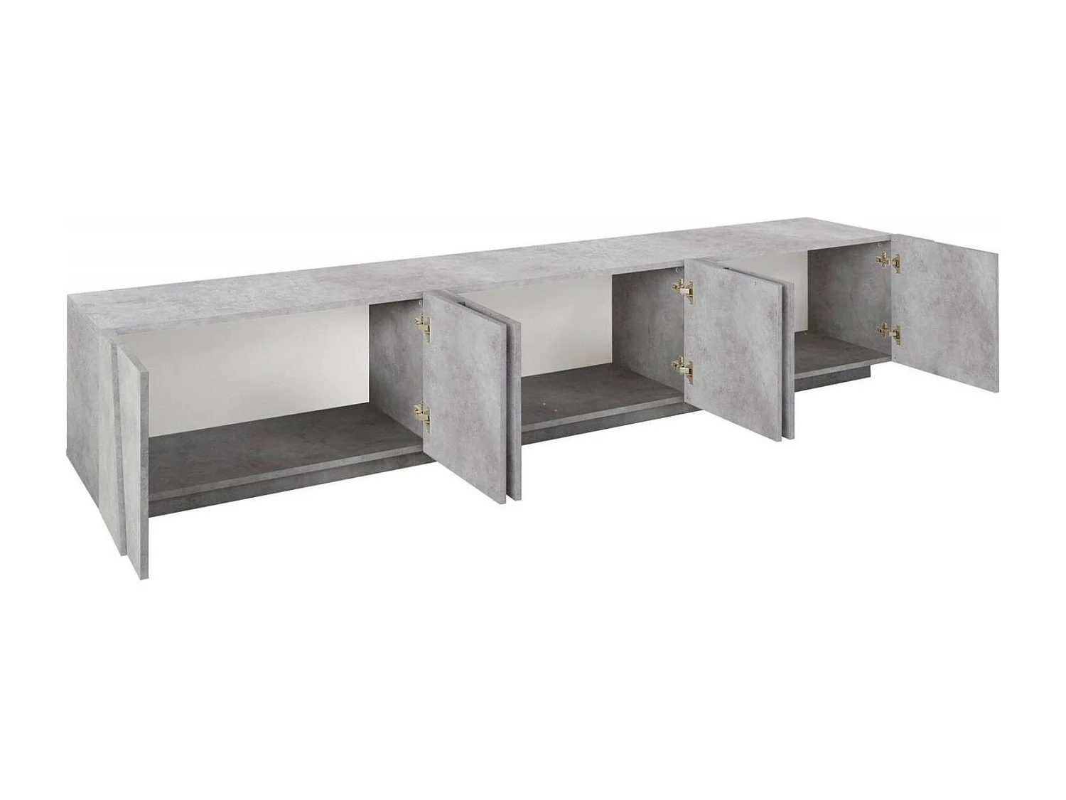 Meuble TV Lucas, Buffet bas de salon, Base pour meuble TV, 100% Made in Italy, 244x44h46 cm, Ciment foncé