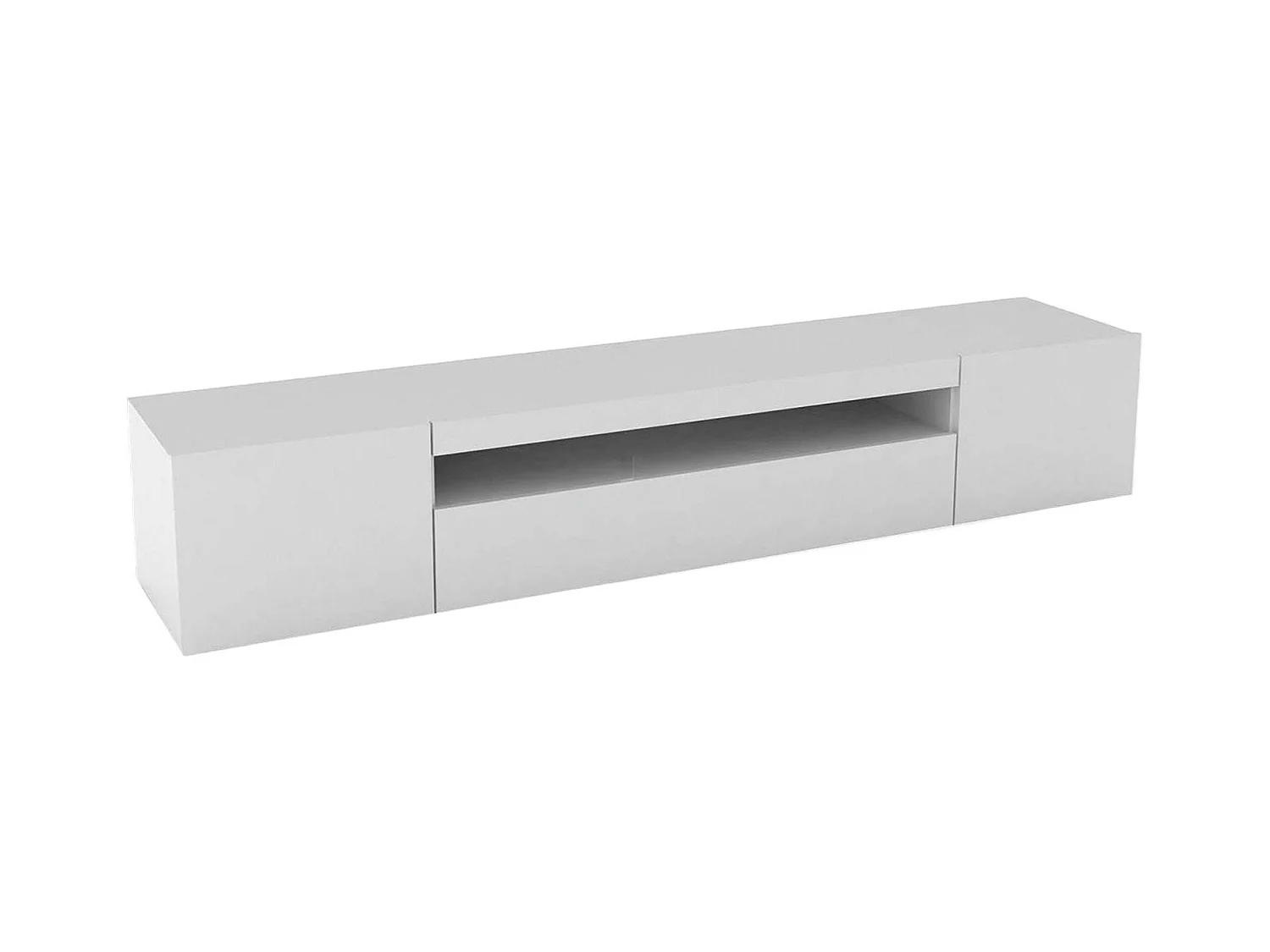 Meuble TV Jesse, Buffet bas de salon avec 3 portes, Base pour meuble TV, 100% Made in Italy, 200x40h37 cm, Blanc brillant