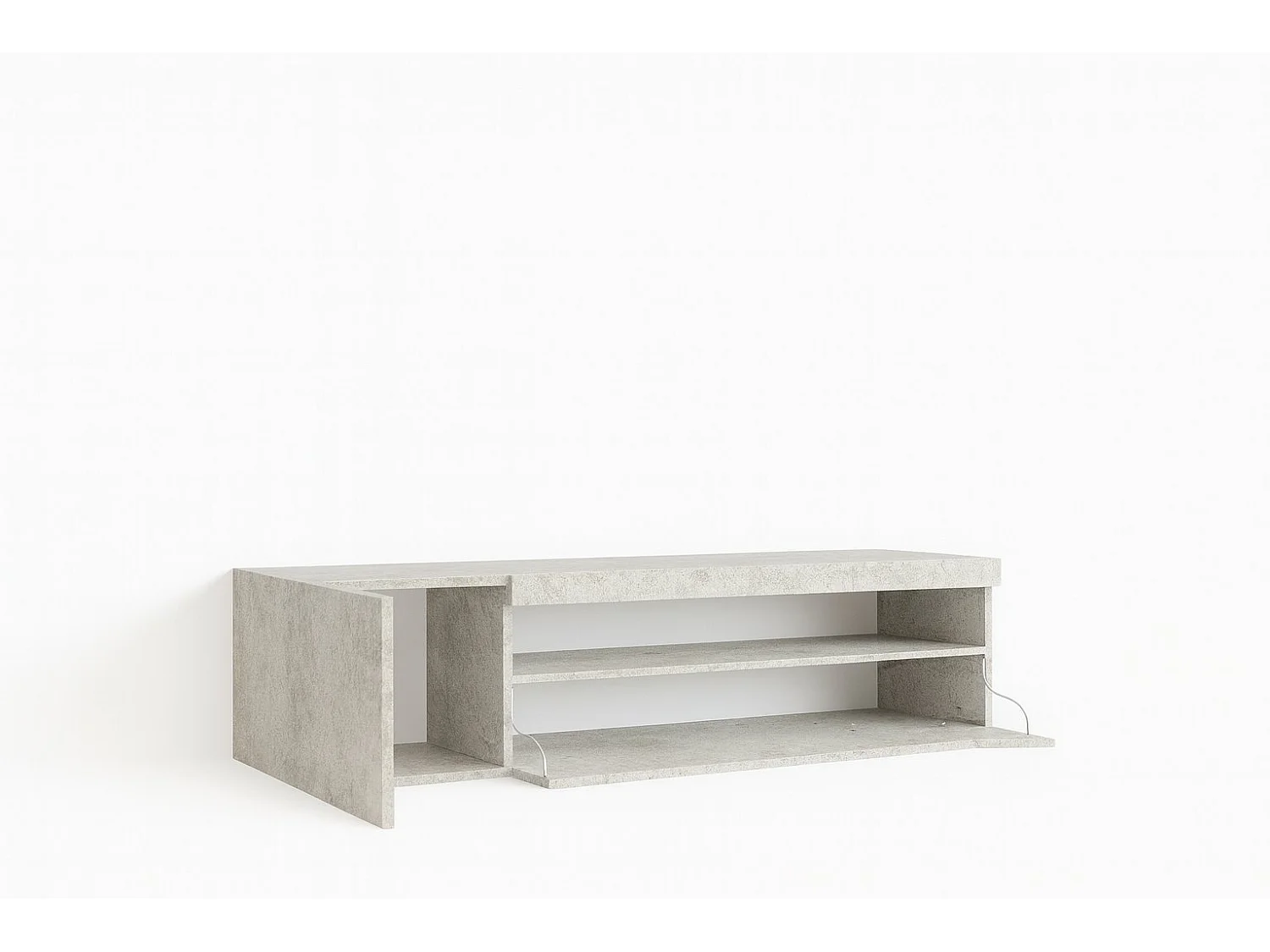 Roberto TV-meubel, Laag woonkamerdressoir met 2 deuren, Televisiestandaard, 100% Made in Italy, 150x40h37 cm, Cement