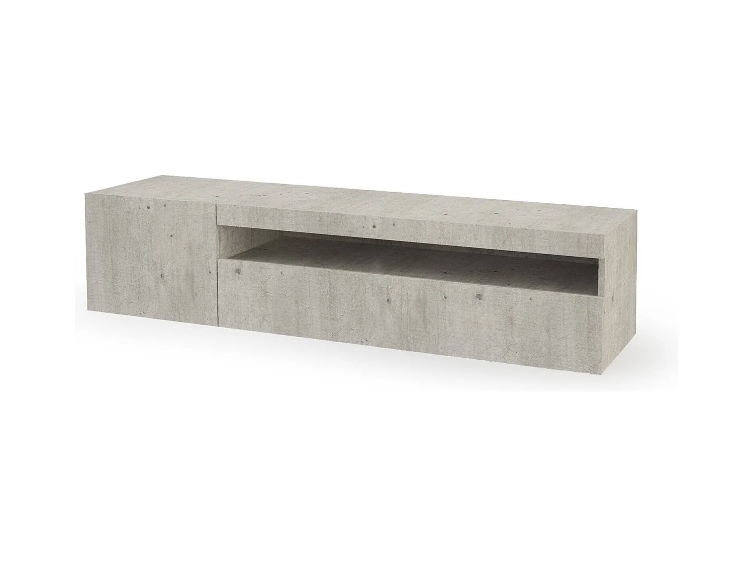 Meuble TV Roberto, Buffet bas de salon avec 2 portes, Base pour meuble TV, 100% Made in Italy, 150x40h37 cm, Ciment, avec lumière LED