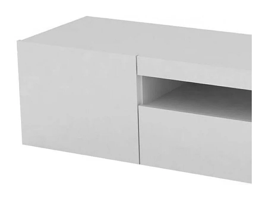 Meuble TV Roberto, Buffet bas de salon avec 2 portes, Base pour meuble TV, 100% Made in Italy, 150x40h37 cm, Blanc brillant