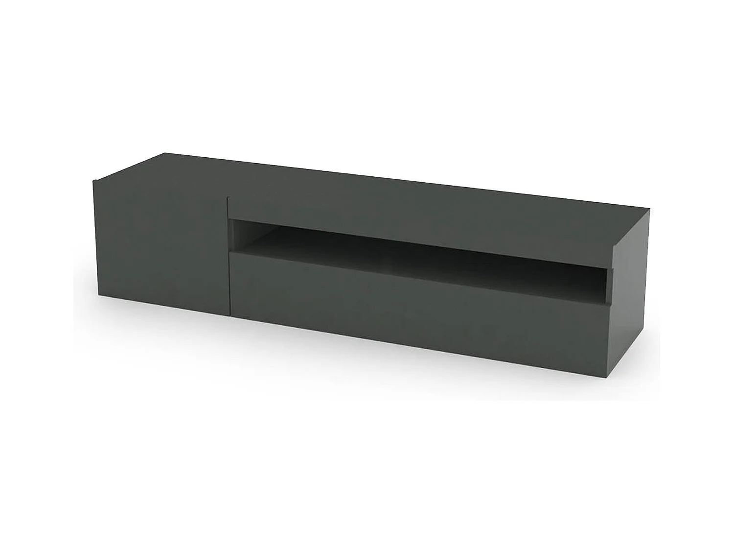 Meuble TV Turi, Buffet bas de salon, Base pour meuble TV, 100% Made in Italy, 150x40h37 cm, Anthracite Brillant