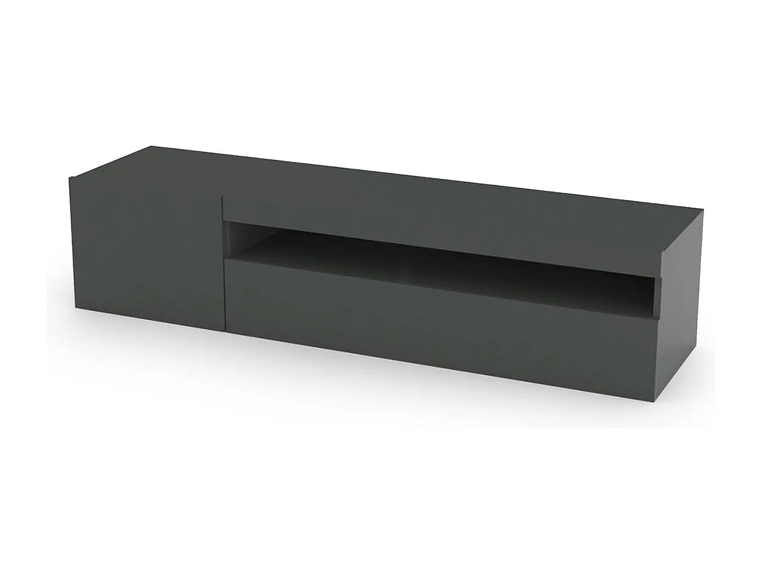 Meuble TV Turi, Buffet bas de salon, Base pour meuble TV, 100% Made in Italy, 150x40h37 cm, Anthracite Brillant