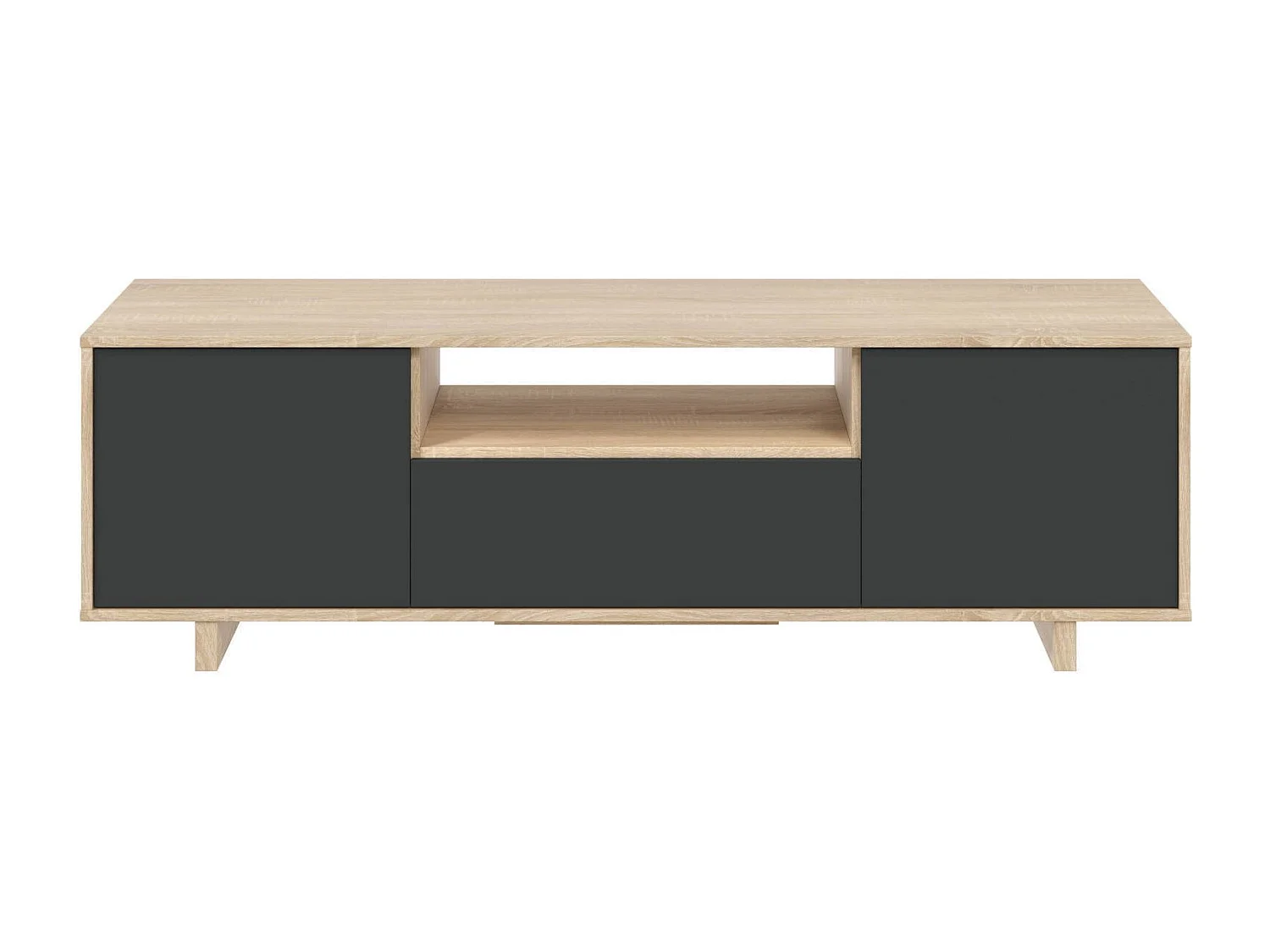 Meuble TV Visalia, Buffet pour télévision de salon, Meuble TV 3 portes, Buffet bas, 150x41h46 cm, Chêne