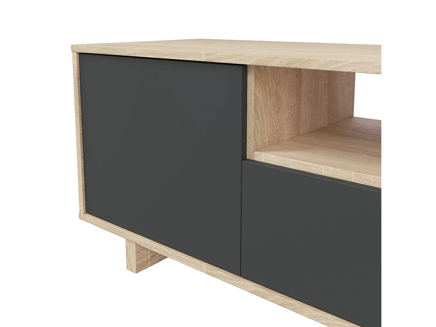 Meuble TV Visalia, Buffet pour télévision de salon, Meuble TV 3 portes, Buffet bas, 150x41h46 cm, Chêne