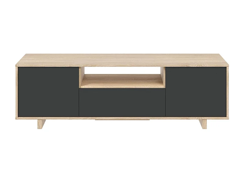 Dmora Tv-meubel Visalia 41x150x46h cm Bruin Eiken 1 Plank, 1 Vak, 3 Deuren